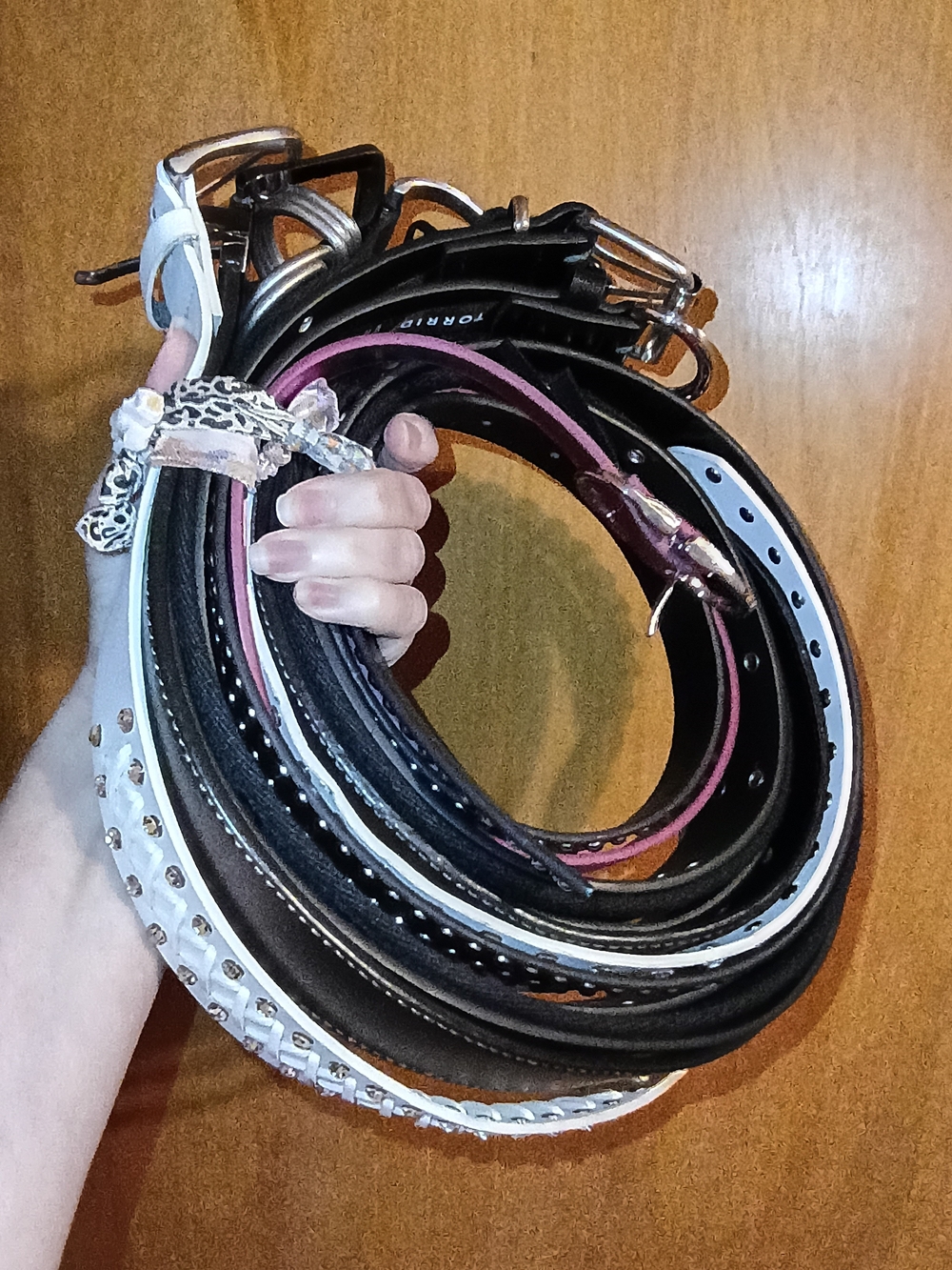 TORRID Women's Multi-Belt Set in Black, White, Pink and Brown - Picture 2 of 15